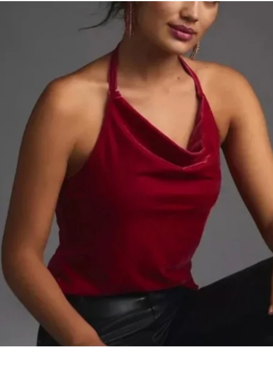 Anthropologie Women's Vibrant Velvet Halter Pink Top Size M